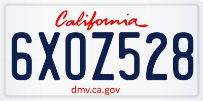 CA license plate 6XOZ528