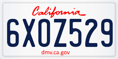 CA license plate 6XOZ529