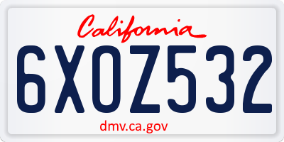 CA license plate 6XOZ532