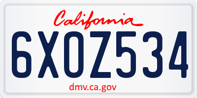 CA license plate 6XOZ534