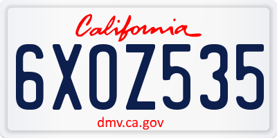CA license plate 6XOZ535