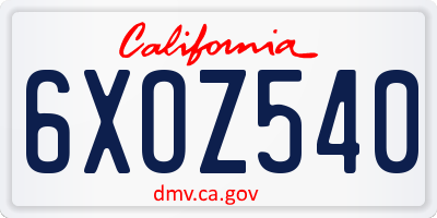 CA license plate 6XOZ540
