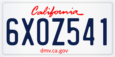CA license plate 6XOZ541