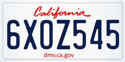 CA license plate 6XOZ545
