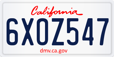 CA license plate 6XOZ547