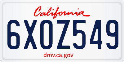 CA license plate 6XOZ549