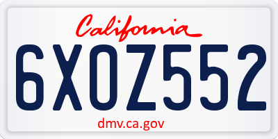CA license plate 6XOZ552