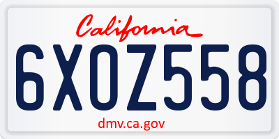 CA license plate 6XOZ558