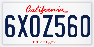 CA license plate 6XOZ560