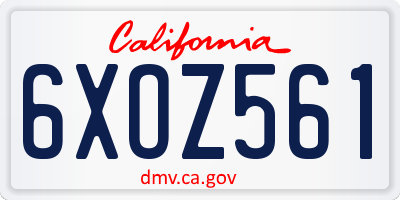 CA license plate 6XOZ561