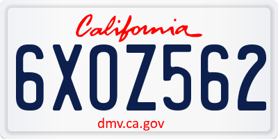 CA license plate 6XOZ562