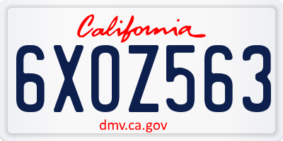 CA license plate 6XOZ563