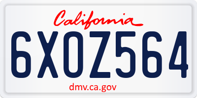 CA license plate 6XOZ564