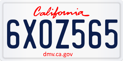 CA license plate 6XOZ565