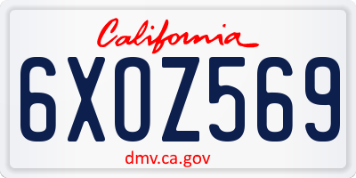 CA license plate 6XOZ569