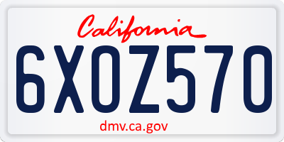 CA license plate 6XOZ570