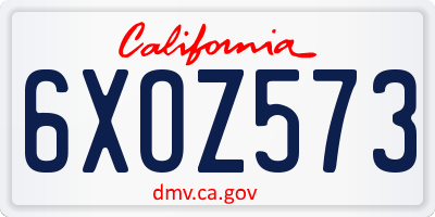 CA license plate 6XOZ573