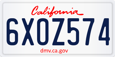 CA license plate 6XOZ574