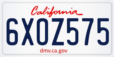 CA license plate 6XOZ575