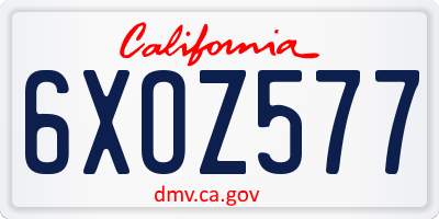 CA license plate 6XOZ577