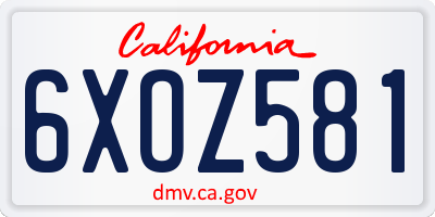 CA license plate 6XOZ581