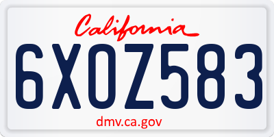 CA license plate 6XOZ583