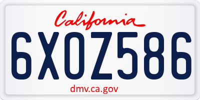 CA license plate 6XOZ586