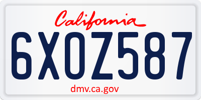 CA license plate 6XOZ587