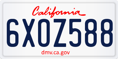 CA license plate 6XOZ588