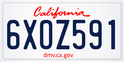 CA license plate 6XOZ591