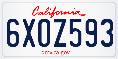 CA license plate 6XOZ593