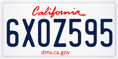 CA license plate 6XOZ595