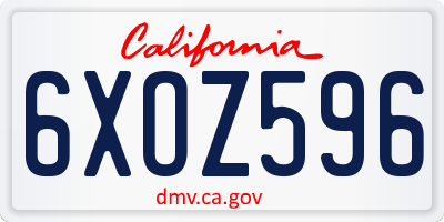 CA license plate 6XOZ596