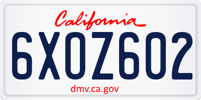 CA license plate 6XOZ602