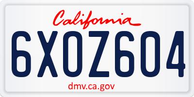 CA license plate 6XOZ604