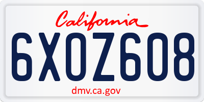 CA license plate 6XOZ608
