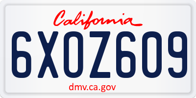 CA license plate 6XOZ609