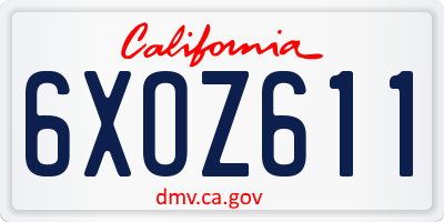 CA license plate 6XOZ611