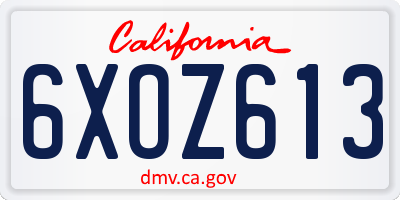CA license plate 6XOZ613