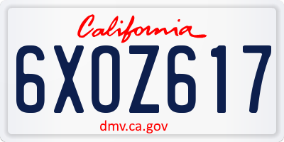 CA license plate 6XOZ617
