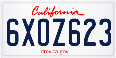 CA license plate 6XOZ623