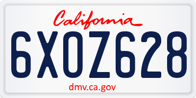 CA license plate 6XOZ628