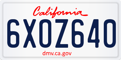 CA license plate 6XOZ640