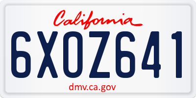CA license plate 6XOZ641