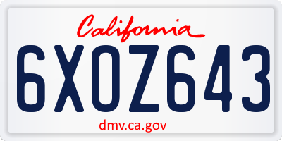 CA license plate 6XOZ643