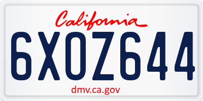 CA license plate 6XOZ644