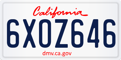 CA license plate 6XOZ646