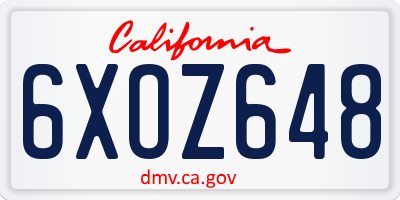 CA license plate 6XOZ648