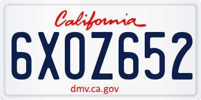 CA license plate 6XOZ652