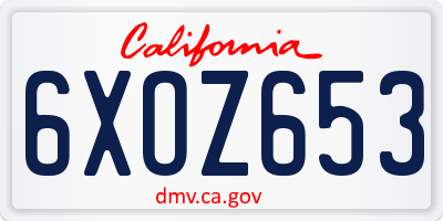 CA license plate 6XOZ653